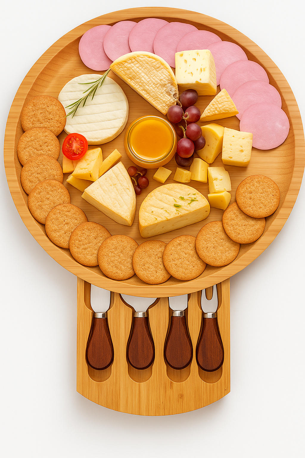 Tabla de charcutería con cajón para cuchillos